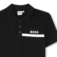 Short-sleeved cotton polo shirt - Black