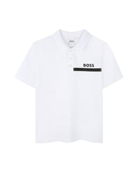 Short-sleeved cotton polo shirt - White