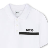 Short-sleeved cotton polo shirt - White