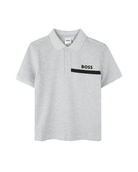 Short-sleeved cotton polo shirt – Heather Grey