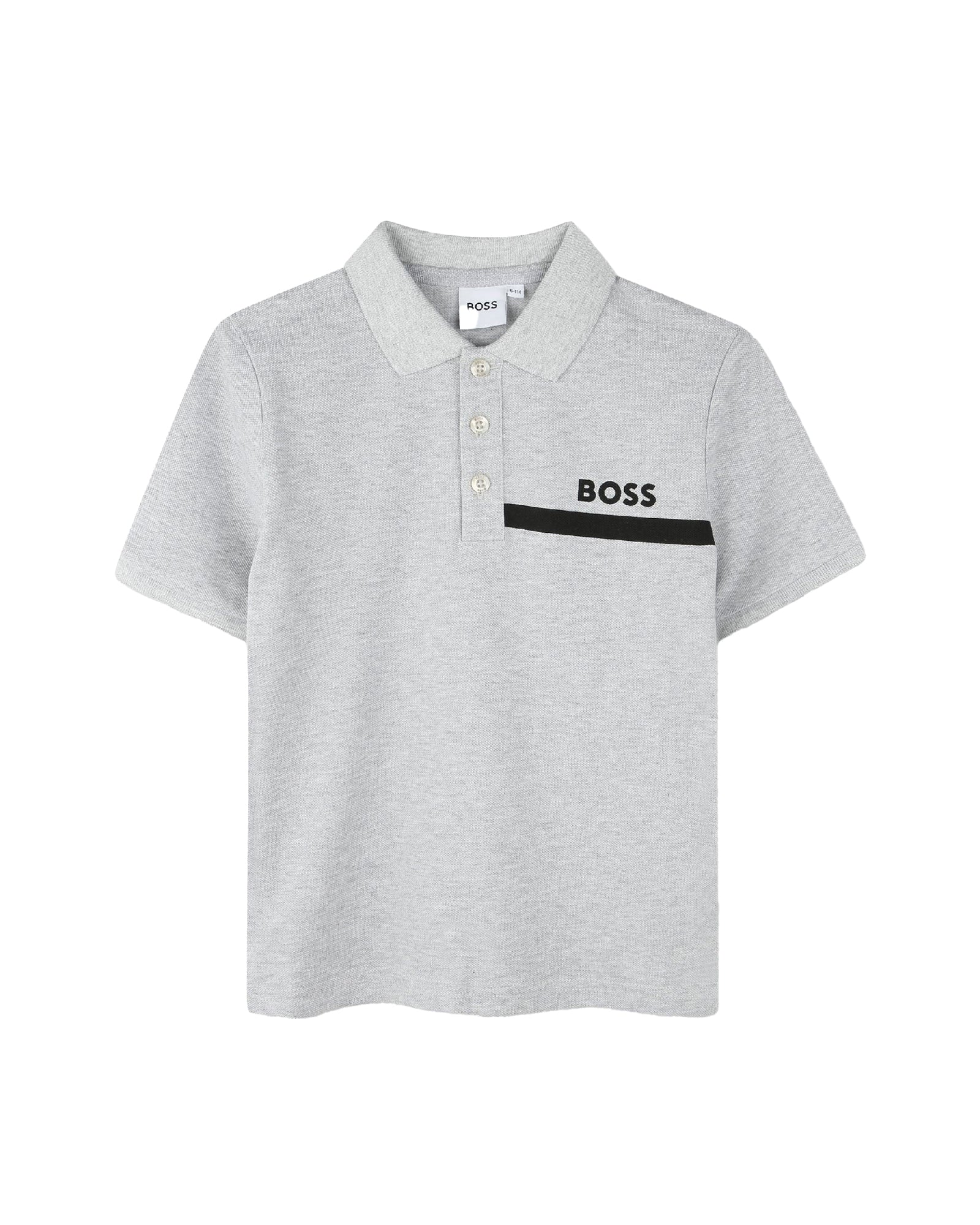 Short-sleeved cotton polo shirt - Mottled grey