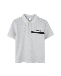 Polo manches courtes en coton - Gris Chiné
