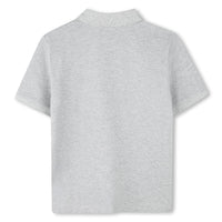Short-sleeved cotton polo shirt - Mottled grey