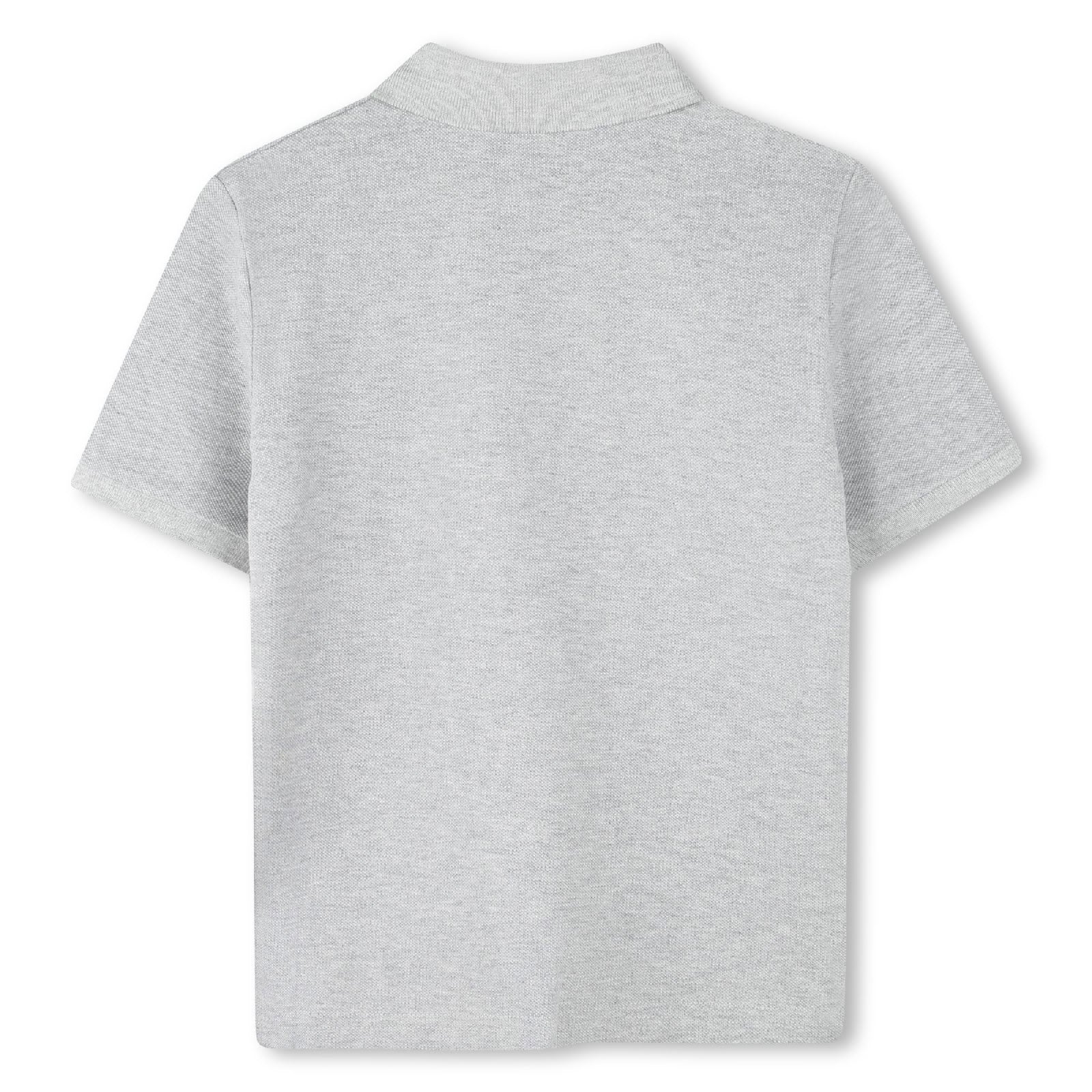 Short-sleeved cotton polo shirt - Mottled grey