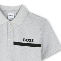 Short-sleeved cotton polo shirt - Mottled grey
