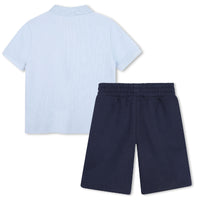 Cotton polo shirt and shorts set - Persian Blue