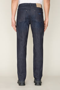 Pantalon taille basse en denim - Blue Navy & Taupe