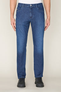 Pantalon taille basse en denim - Blue & Beige