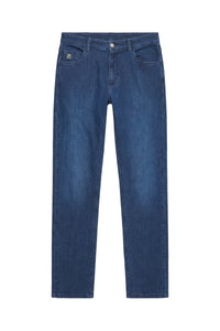 Pantalon taille basse en denim - Blue & Beige