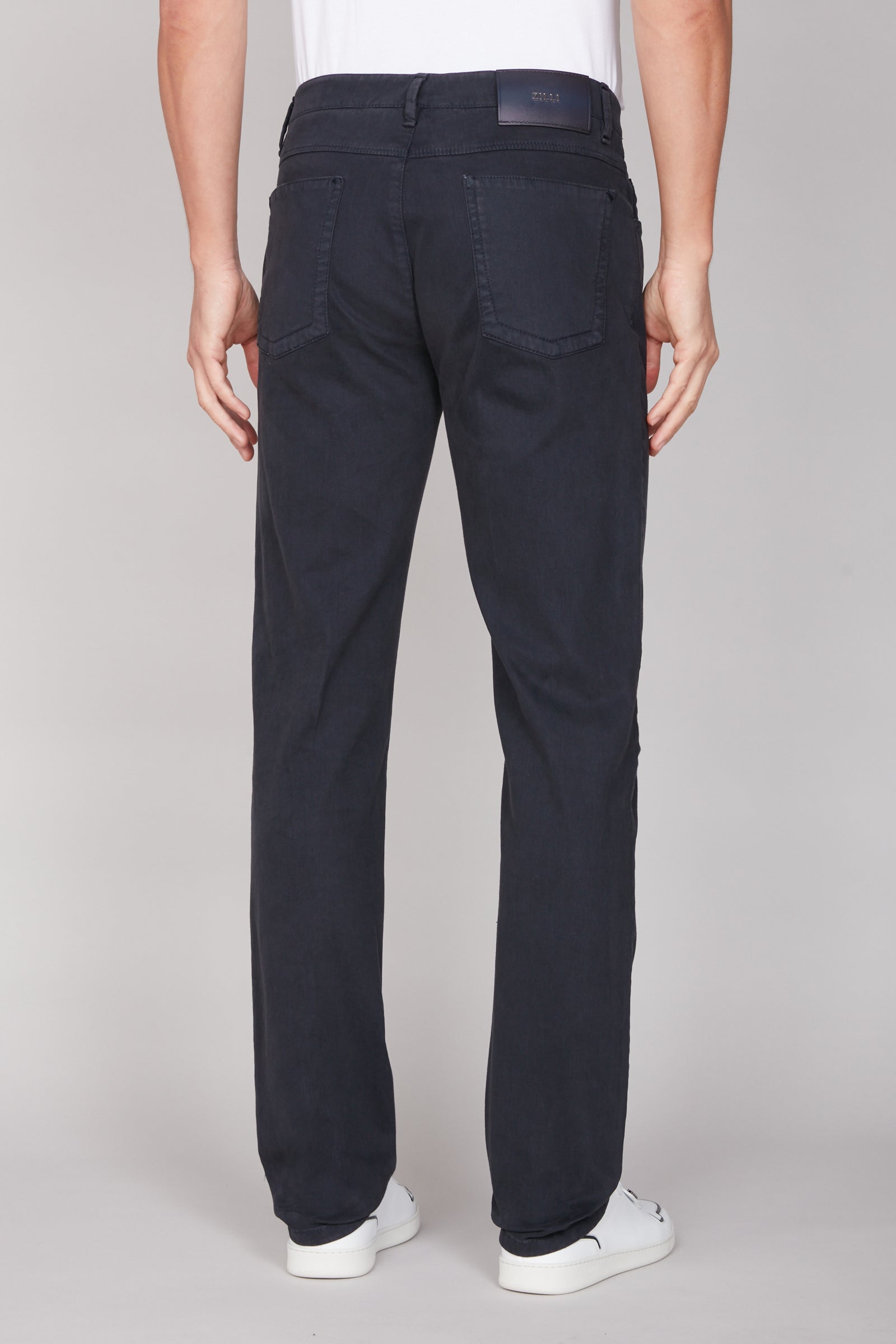 Pantalon droit à surpiqûres - Bleu