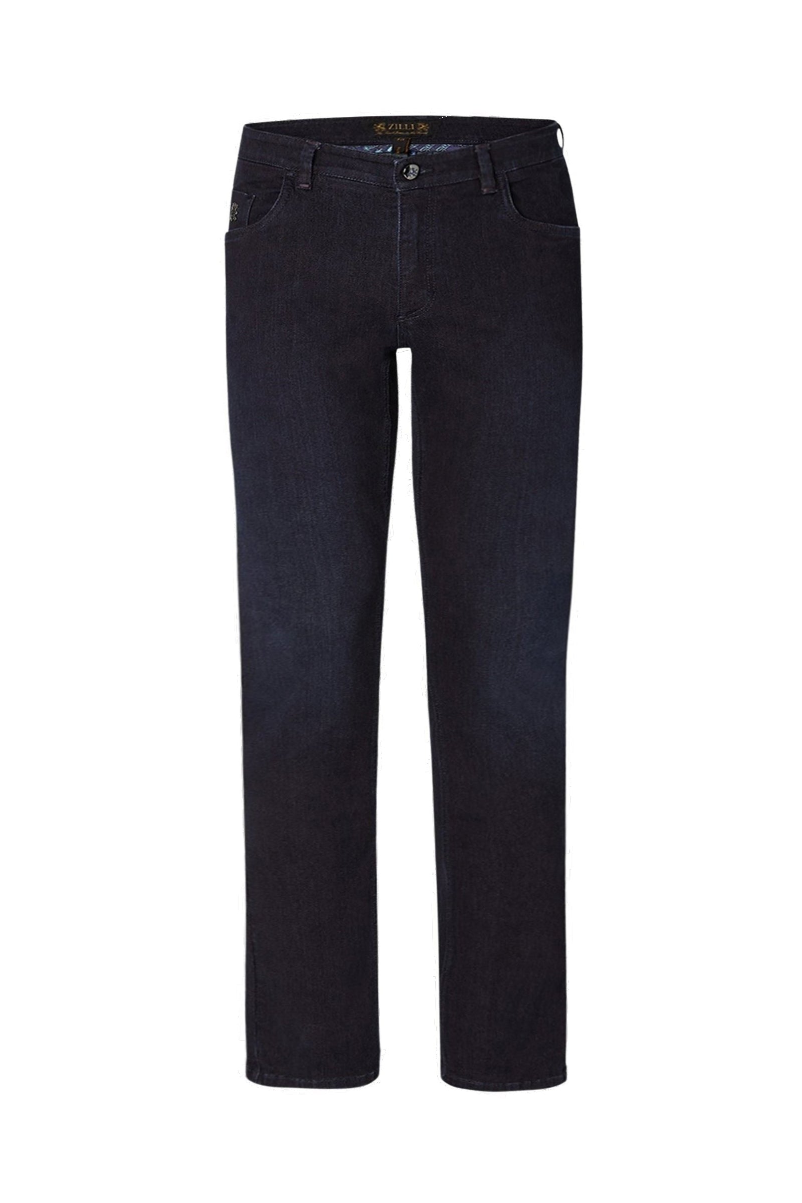 Straight jeans with embroidery and faded pattern - Blue