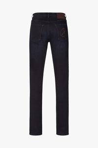 Straight jeans with embroidery and faded pattern - Blue