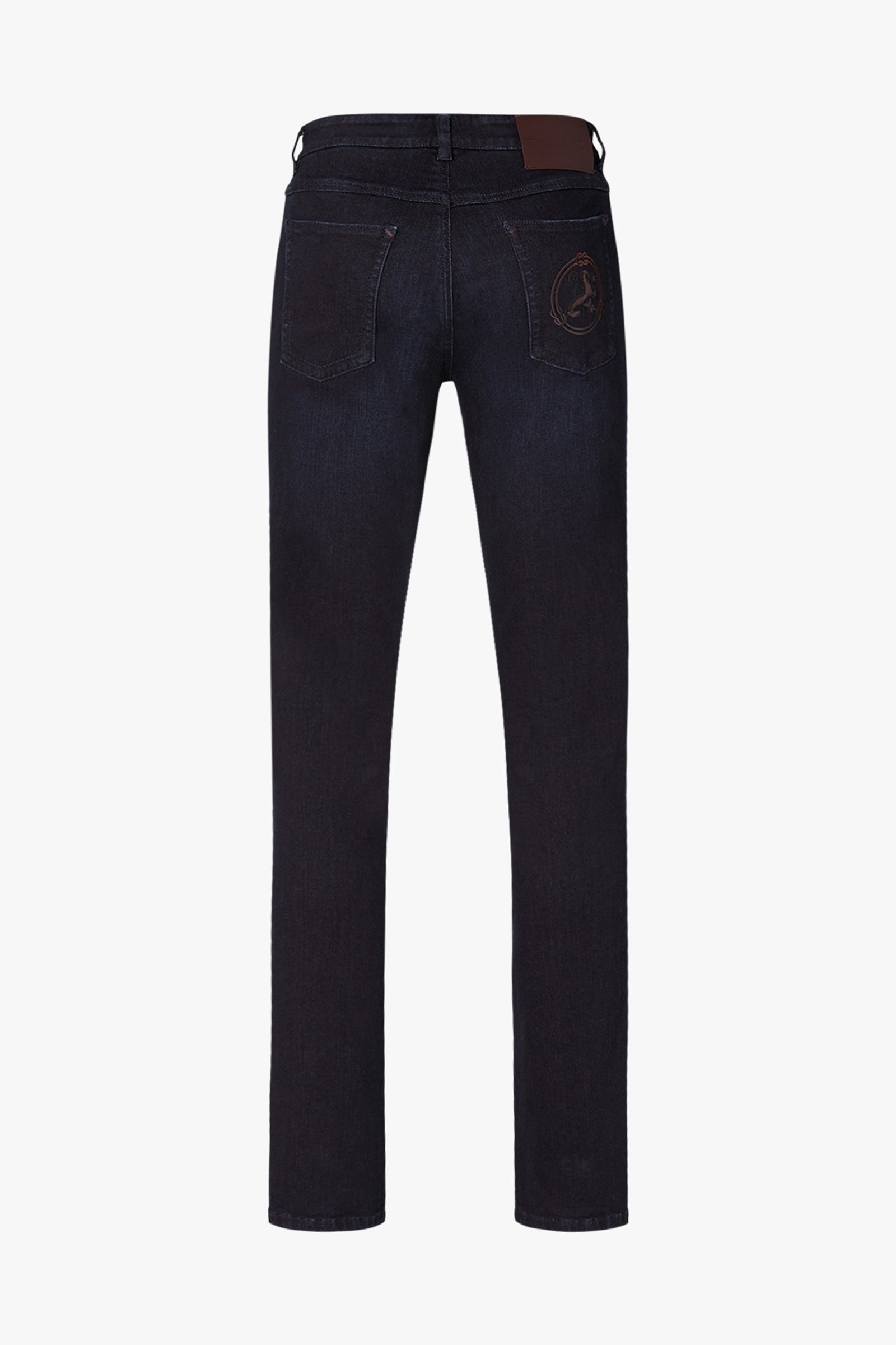 Straight jeans with embroidery and faded pattern - Blue