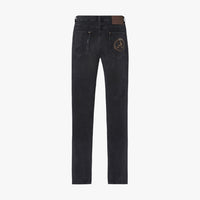 Jean slim à broderie motif équestre - Gris