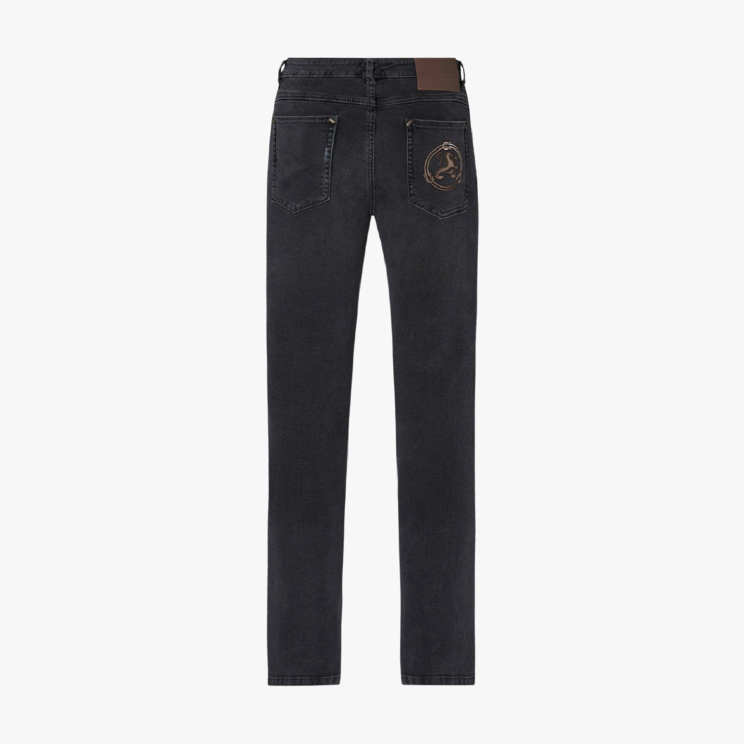 Jean slim à broderie motif équestre - Gris