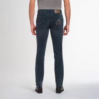 Jean slim à broderie motif équestre - Gris