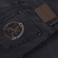 Jean slim à broderie motif équestre - Gris