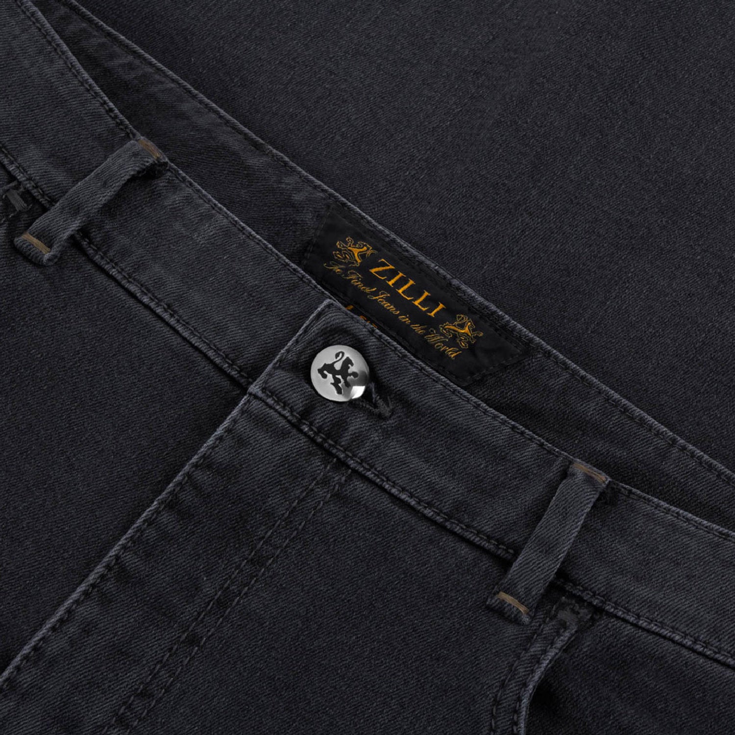 Jean slim à broderie motif équestre - Gris