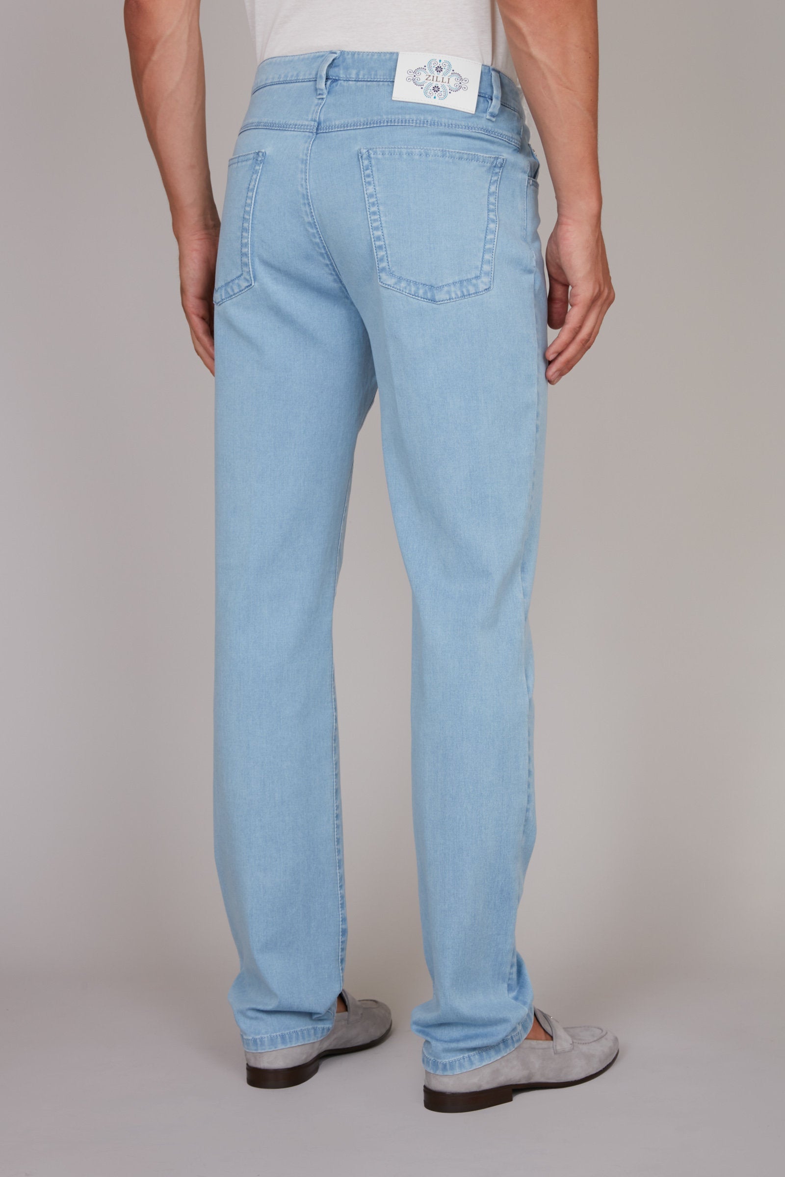 Pantalon à effet délavé taille haute en denim - Blue Jeans