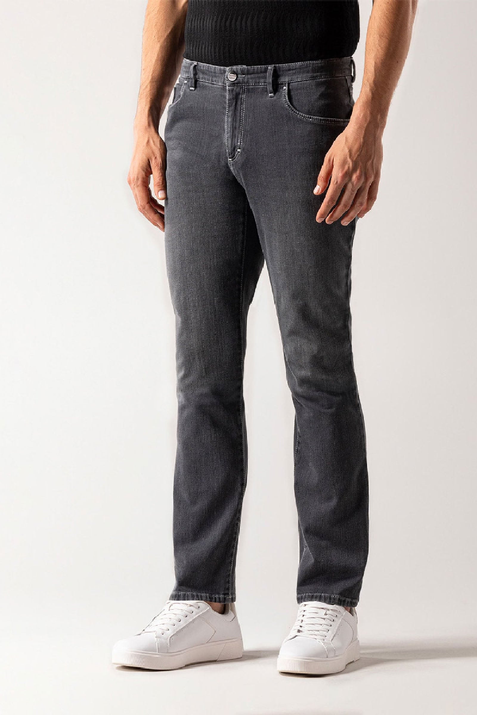 Jean coupe slim délavé - Gris
