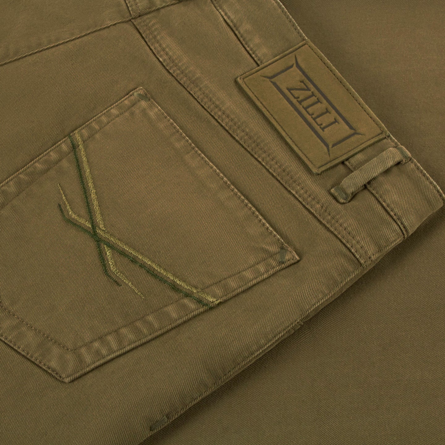 Jean à motif surpiqué - Vert