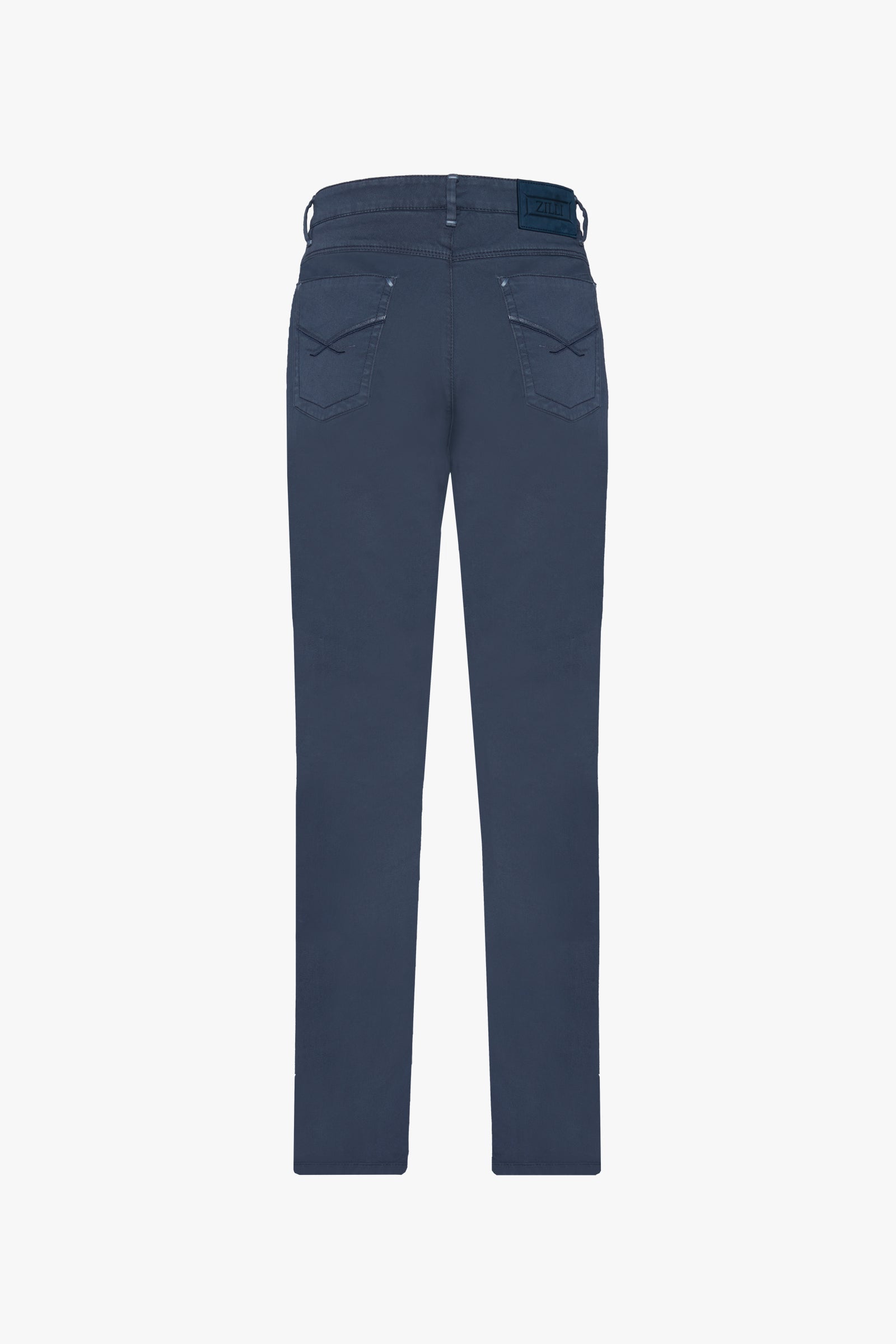 Pantalon chino à broderies sur poches arrière - Bleu