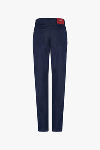 Straight-leg trousers with denim stitching - Blue Navy Red