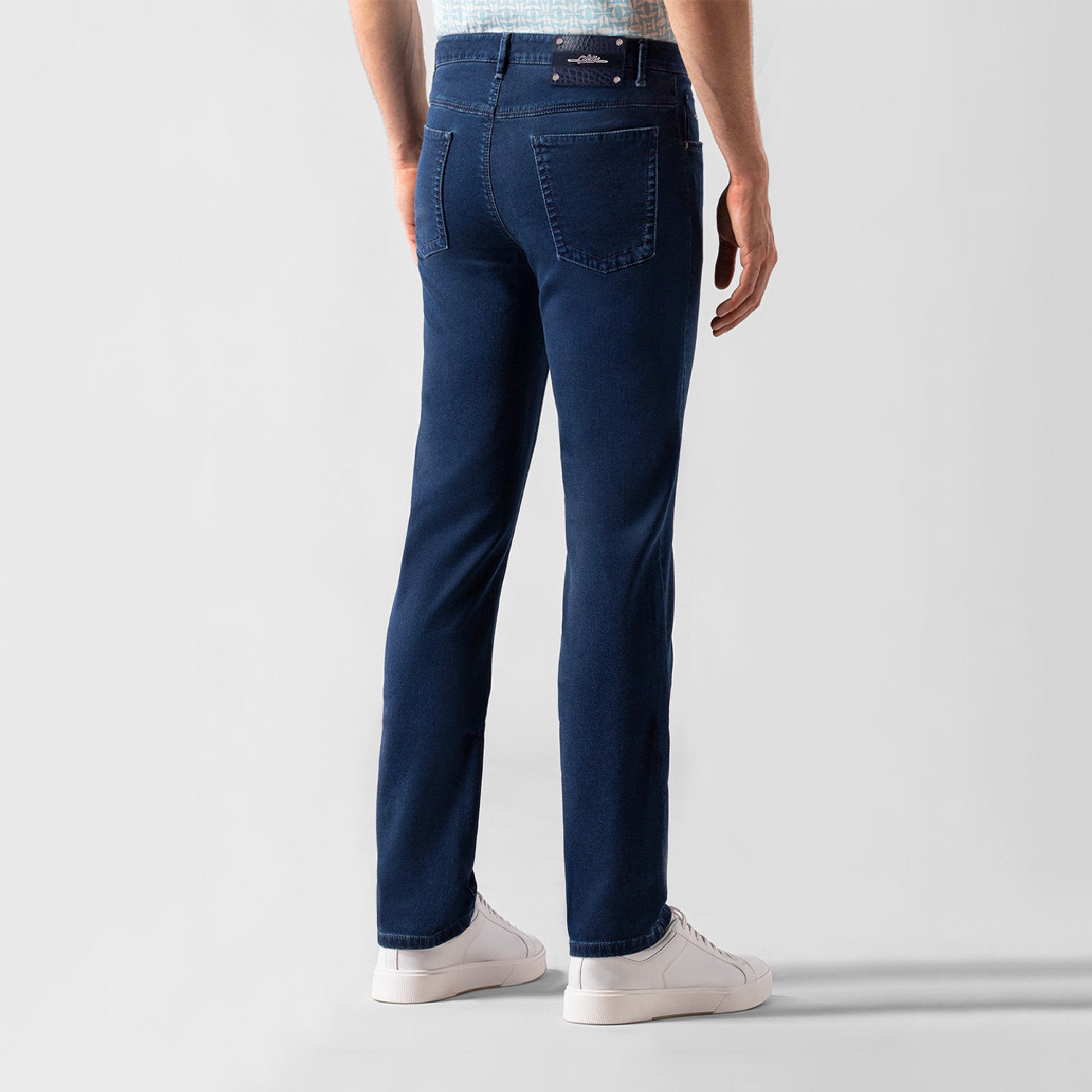 Jean droit avec patch embossé - Bleu