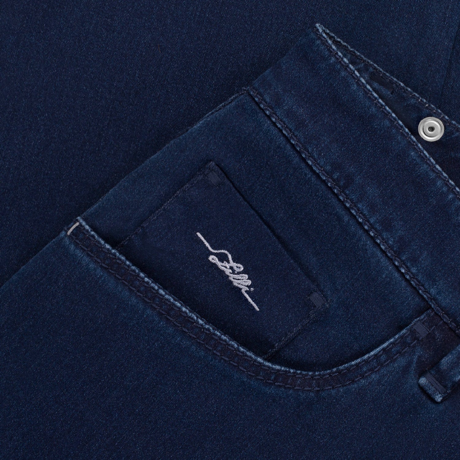 Jean droit avec patch embossé - Bleu