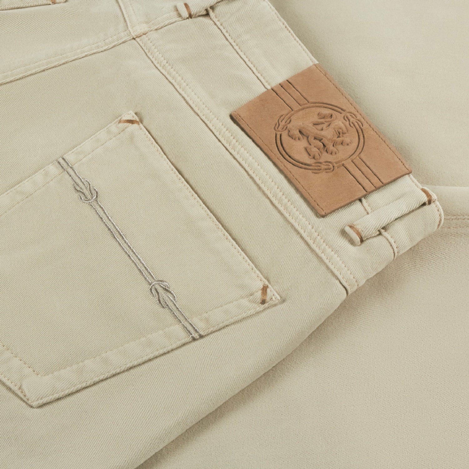 Jean à surpiqûres - Beige