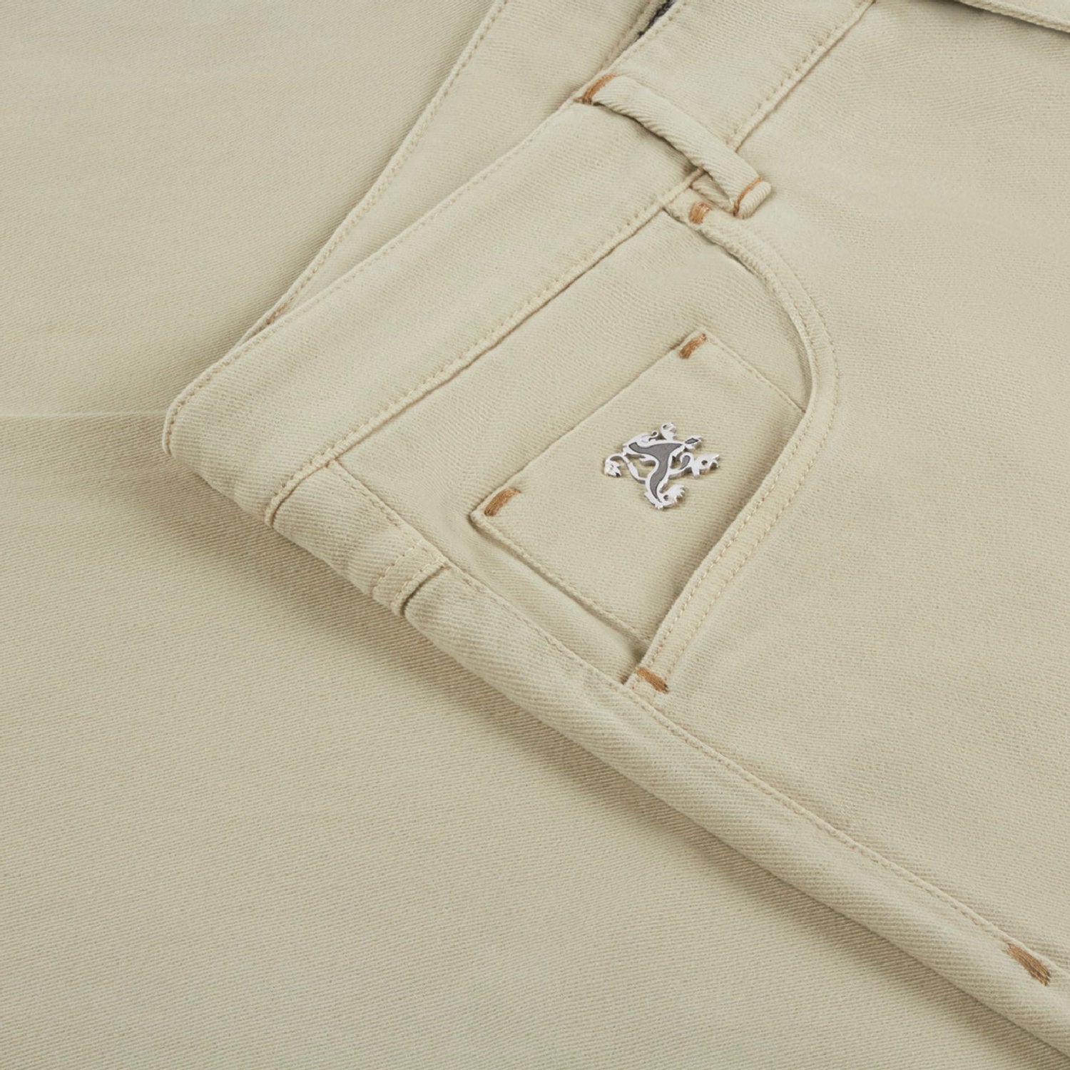 Jean à surpiqûres - Beige