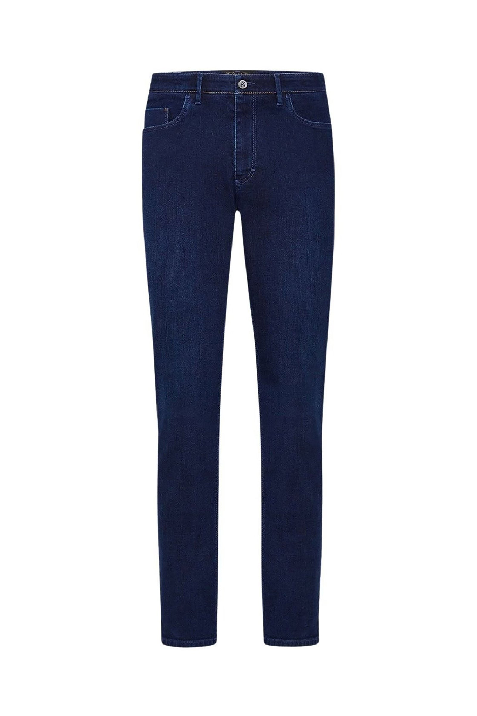 Jean slim à broderie et motif - Bleu