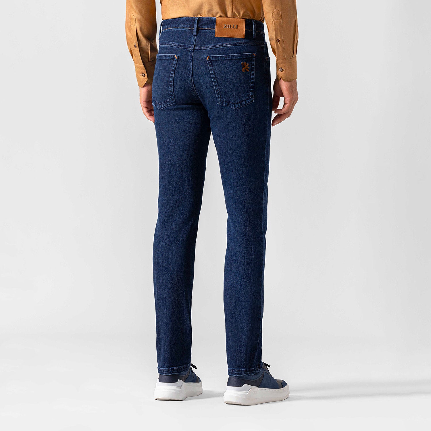 Jean slim à broderie et motif - Bleu