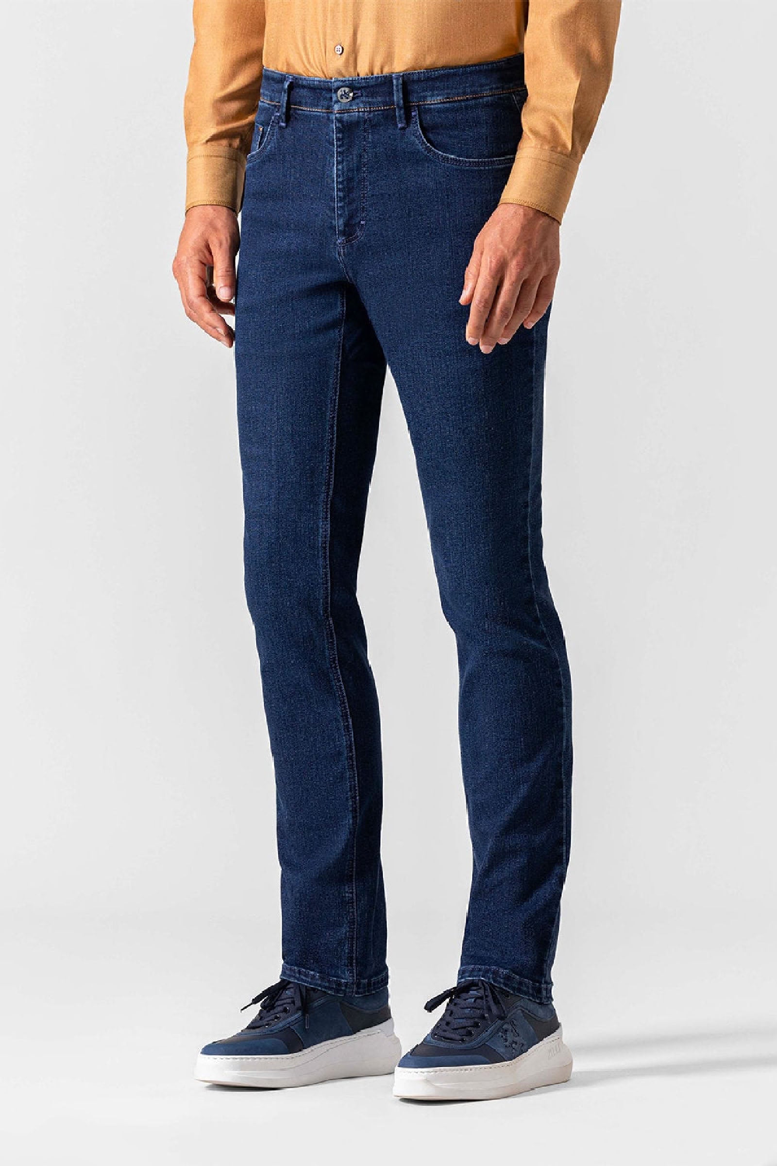 Jean slim à broderie et motif - Bleu