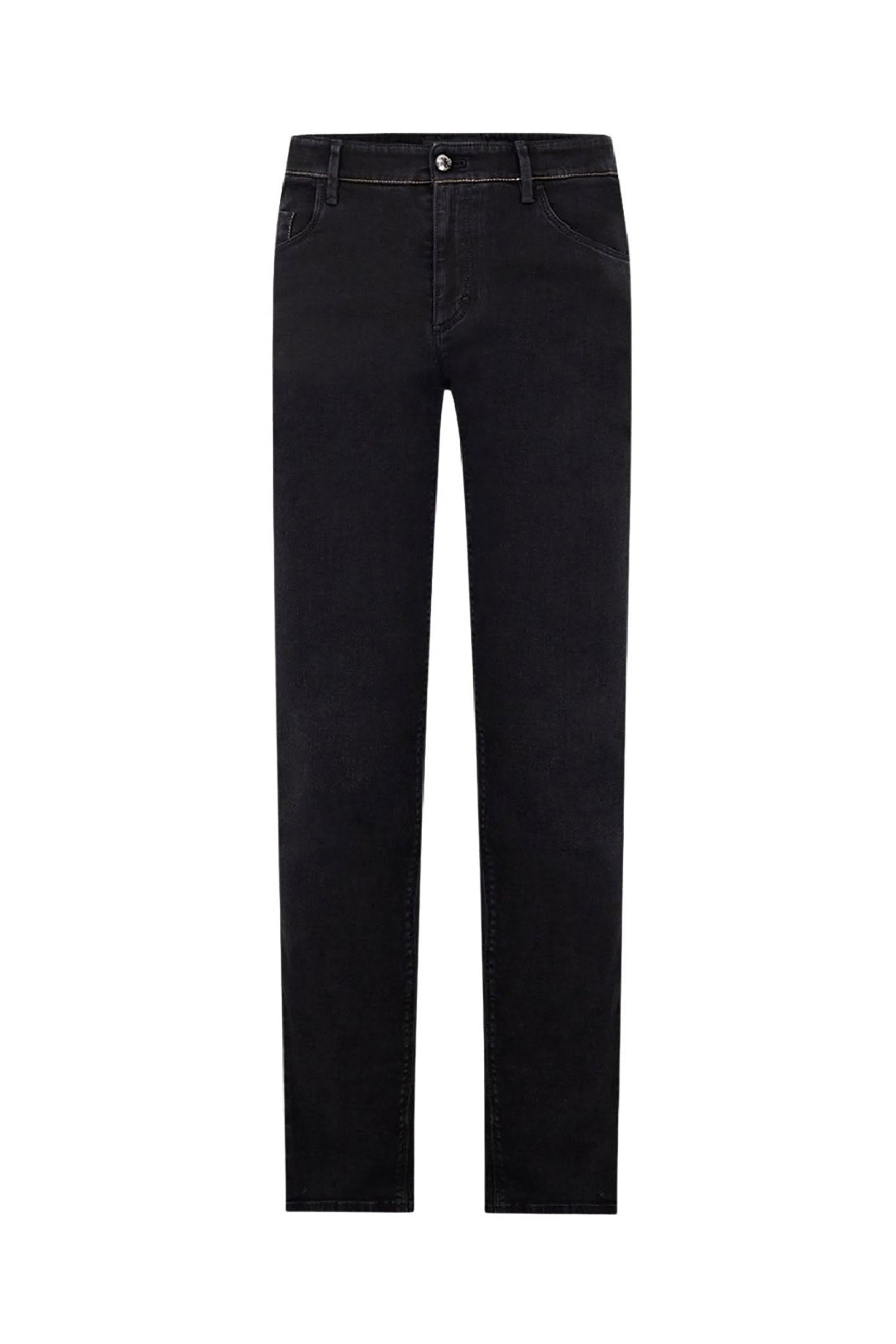 Jean coupe droite à écusson - Noir