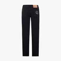 Jean coupe droite à écusson - Noir