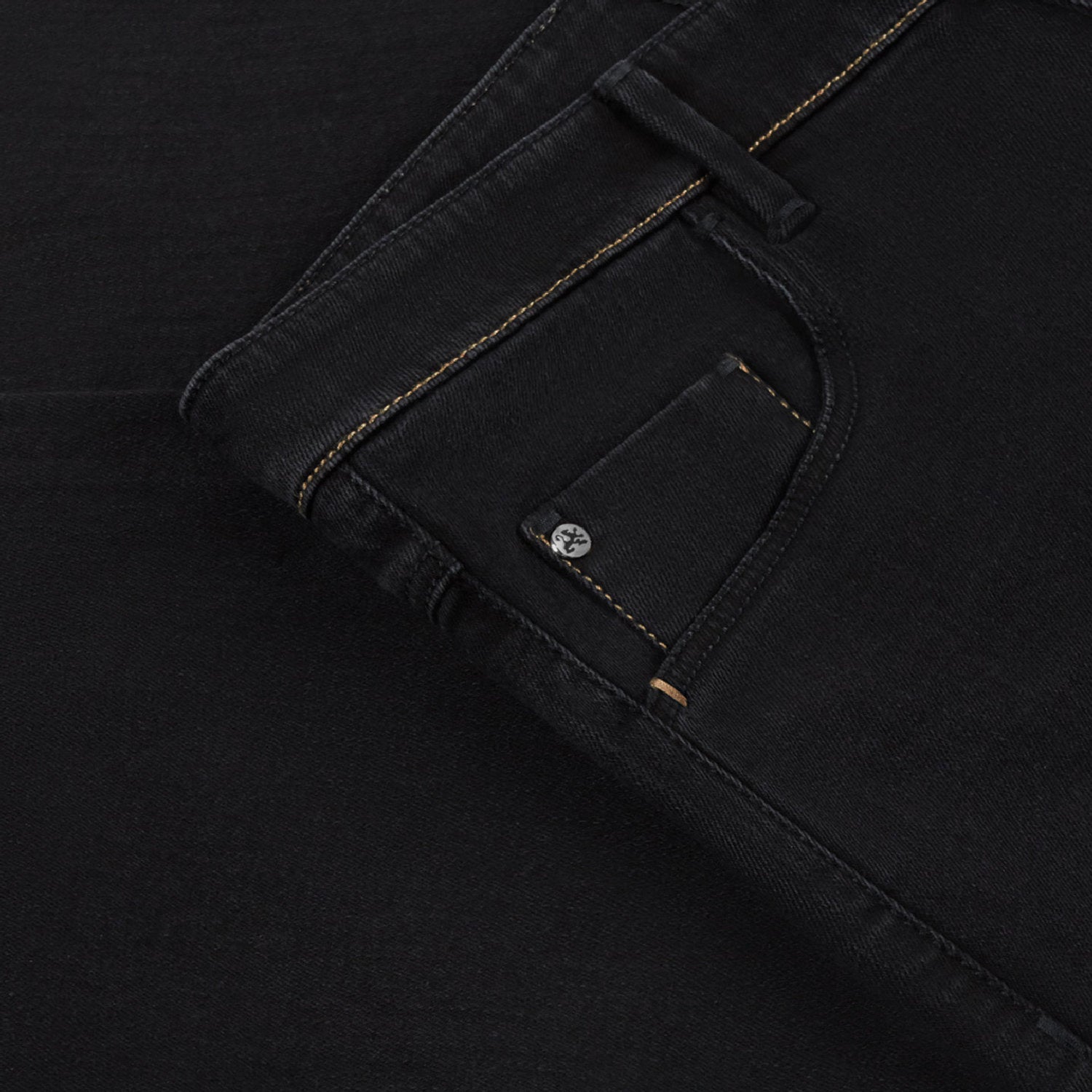 Jean coupe droite à écusson - Noir