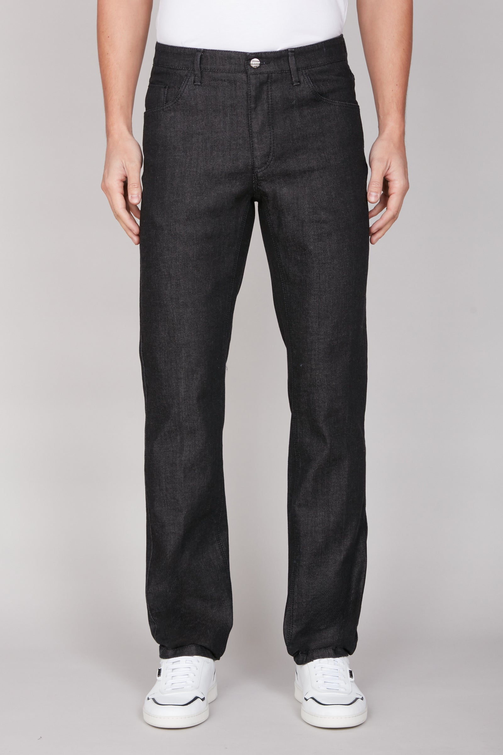 Straight-leg jeans with tone-on-tone stitching - Black