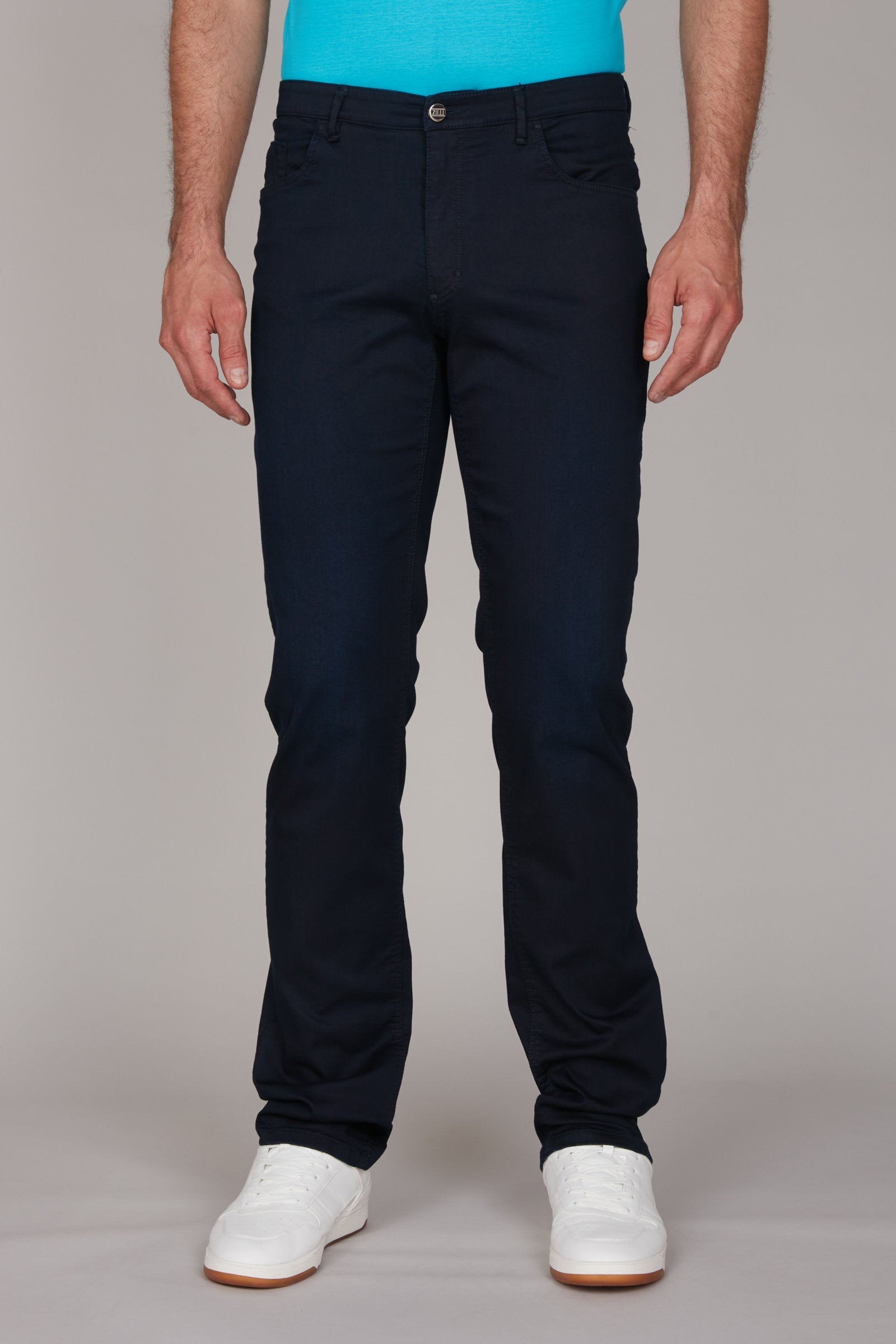 Pantalon chino à surpiqûres en denim - Dark Navy
