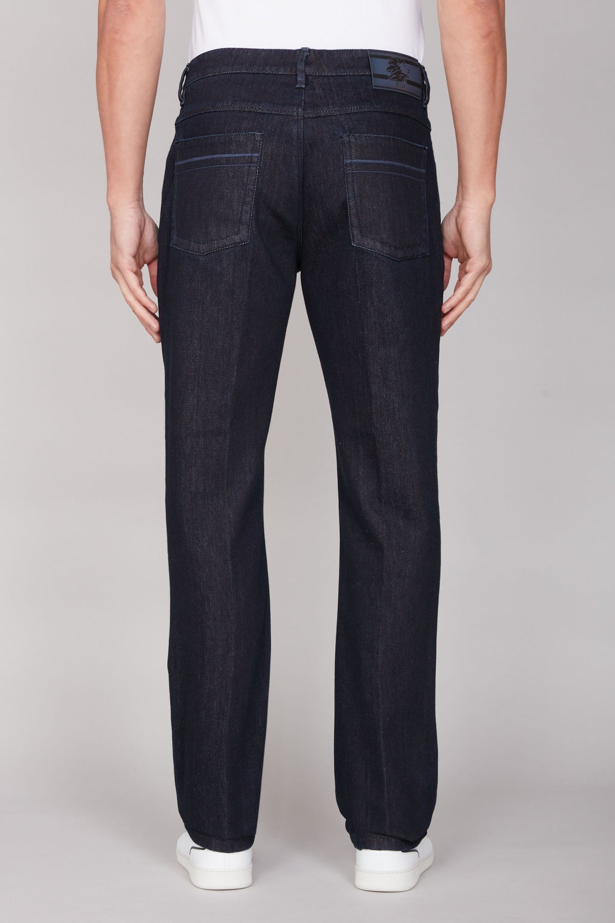 Jean droit à surpiqûres ton sur ton - Blue Navy