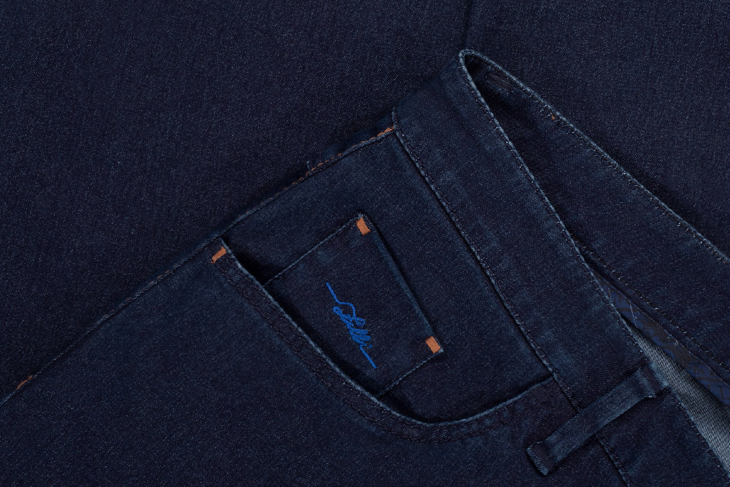 Jean droit à surpiqûres - Bleu