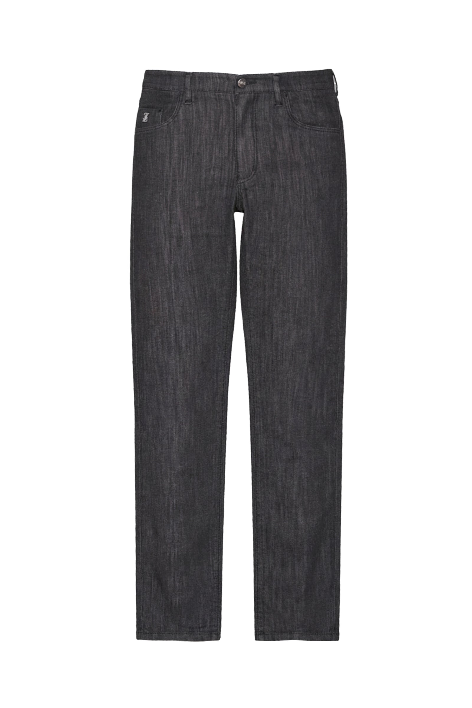 Jean droit délavé et texture slub - Noir