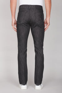 Jean droit délavé et texture slub - Noir