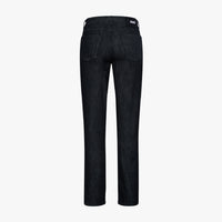 Jean à surpiqûres et empiècement cuir - Noir