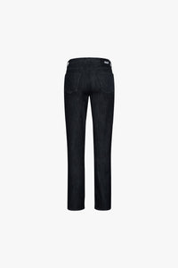 Trousers with topstitching and a denim yoke - Black