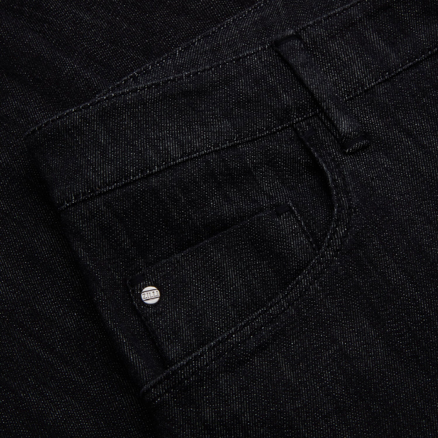 Jean à surpiqûres et empiècement cuir - Noir