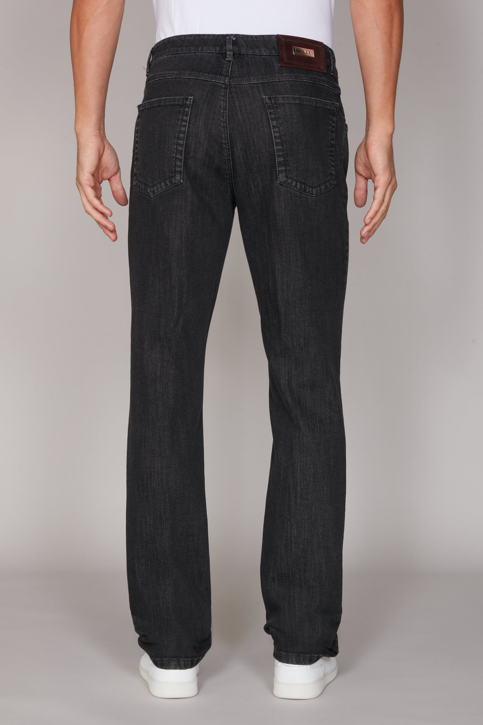 Straight washed jeans - Grey & Aubergine
