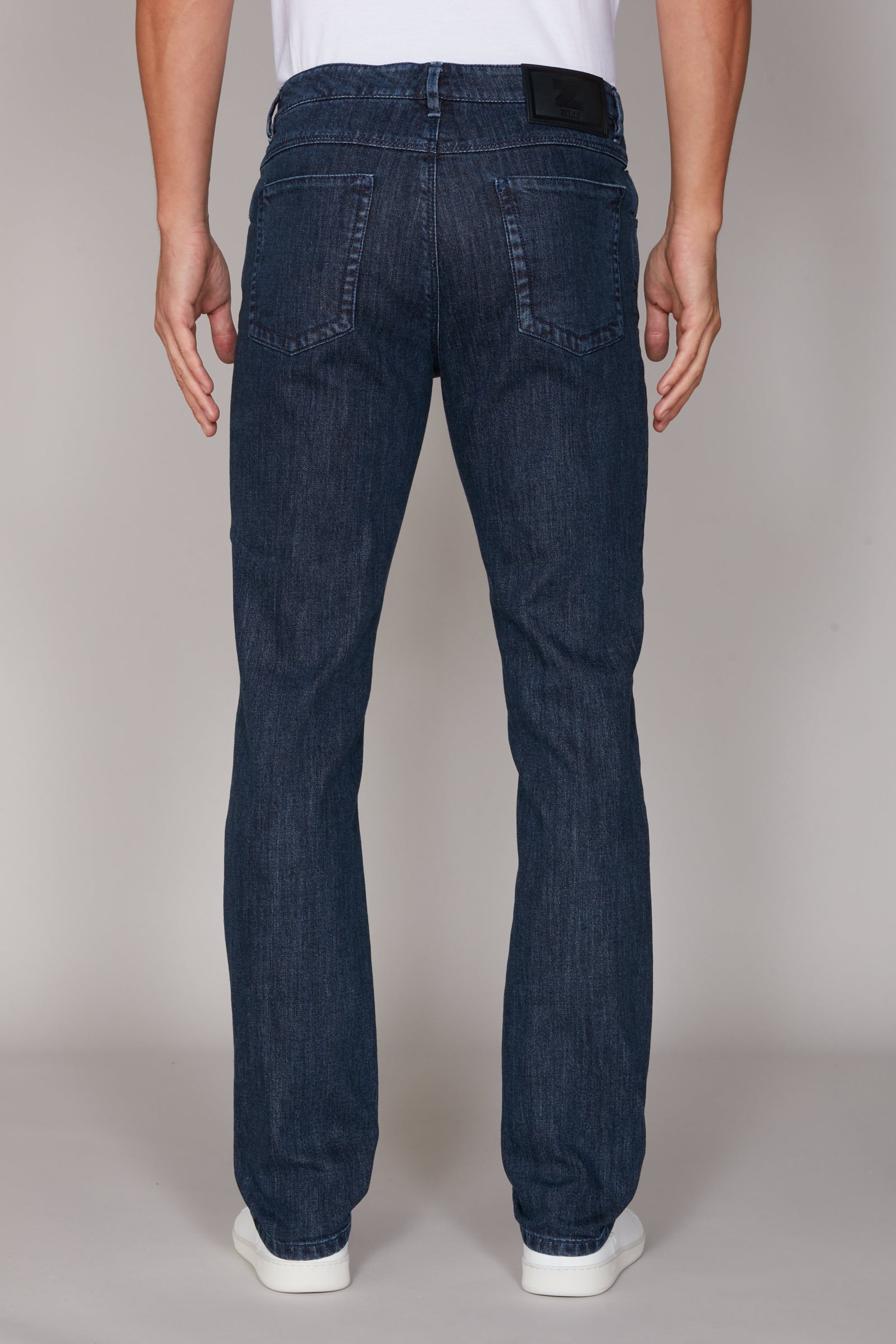 Jean coupe droite à empiècement ceinture - Bleu