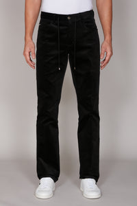 Pantalon à cordon de serrage en velours côtelé - Noir