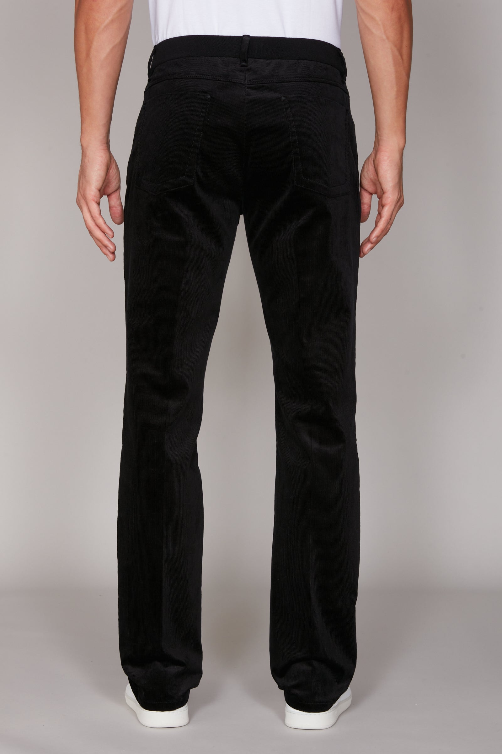 Pantalon à cordon de serrage en velours côtelé - Noir